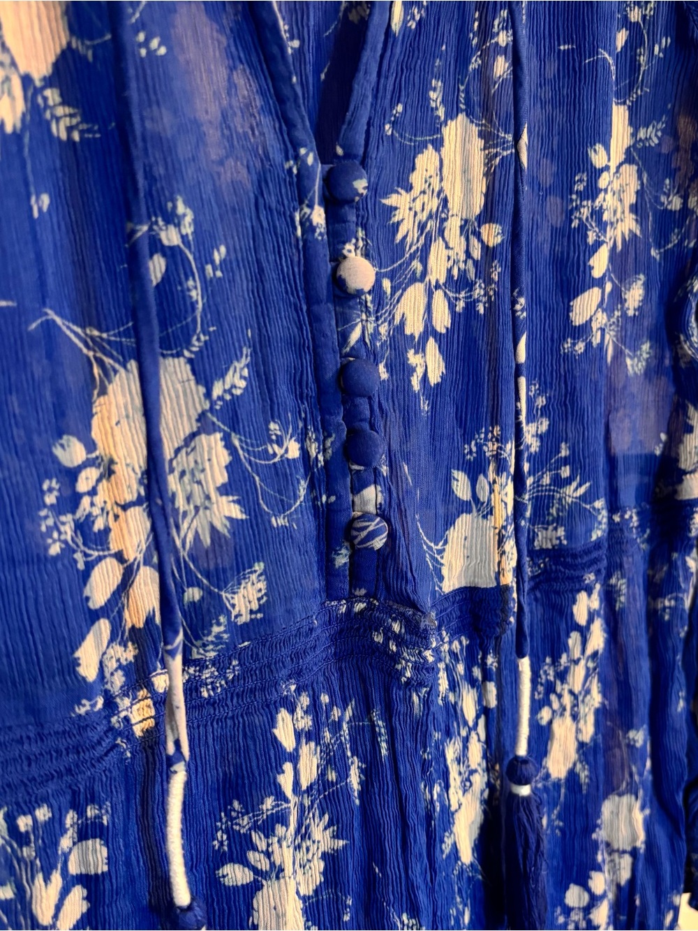 Anthropologie Blue Marais Printed Chiffon Maxi Dress • Size Medium - Picture 8 of 12